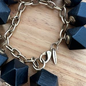 Lenora Dame Chunky Wood & Gold Costume Jewelry Bracelet